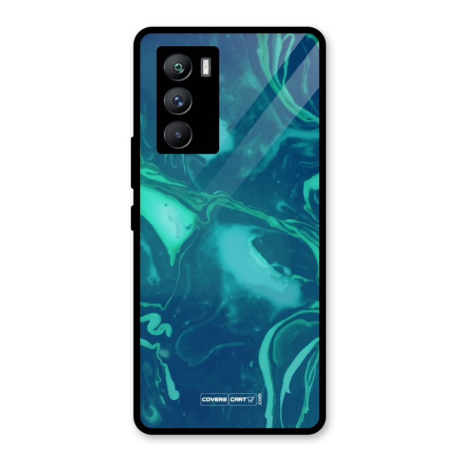 Jazzy Green Marble Texture Glass Back Case for Vivo iQOO 9 SE