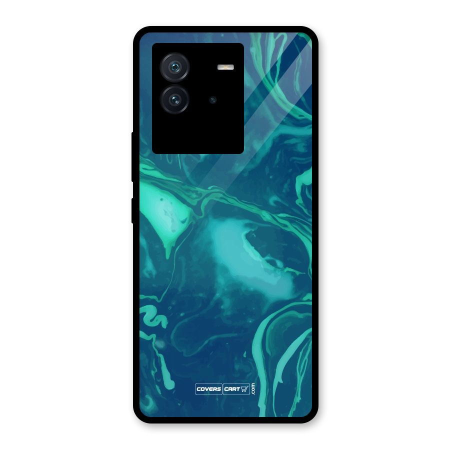 Jazzy Green Marble Texture Glass Back Case for Vivo iQOO Neo 6 5G
