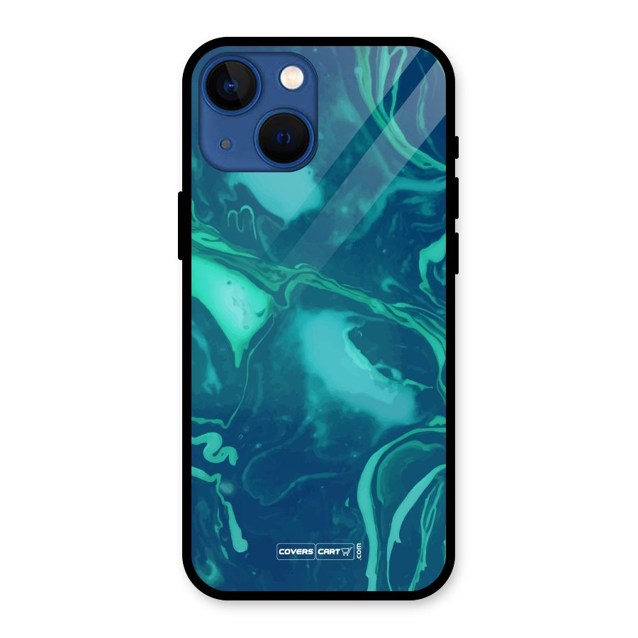 Jazzy Green Marble Texture Glass Back Case for iPhone 13 Mini