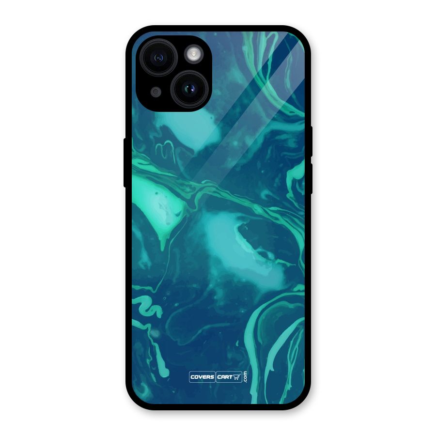 Jazzy Green Marble Texture Glass Back Case for iPhone 14