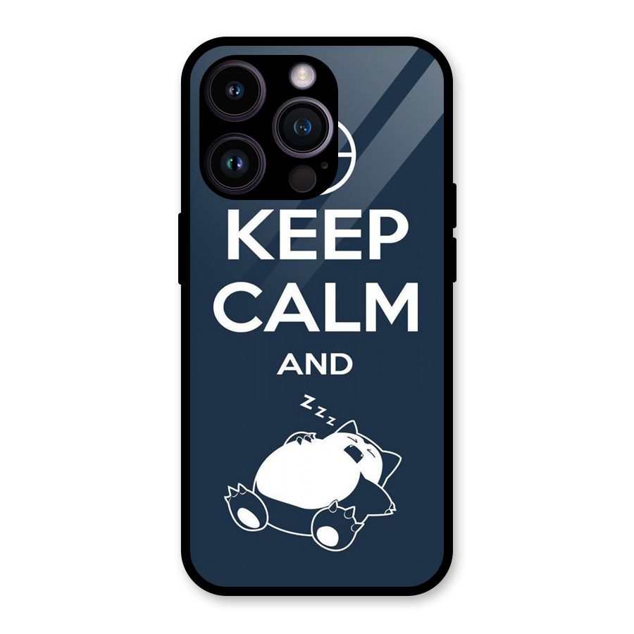 Keep Calm and Sleep Glass Back Case for iPhone 14 Pro