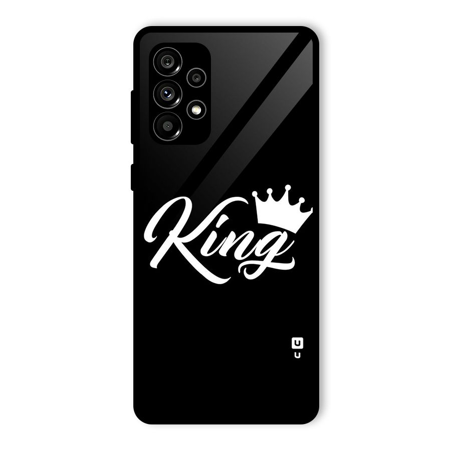 King Crown Typography Glass Back Case for Galaxy A73 5G