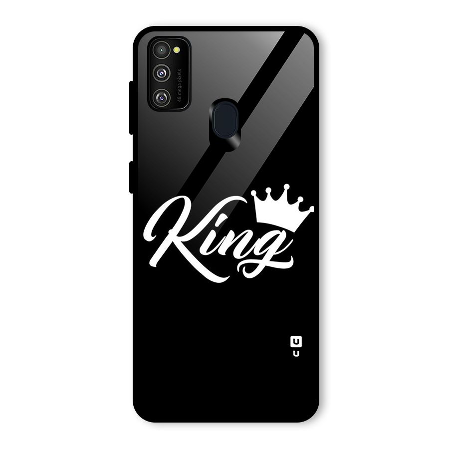 King Crown Typography Glass Back Case for Galaxy M30s