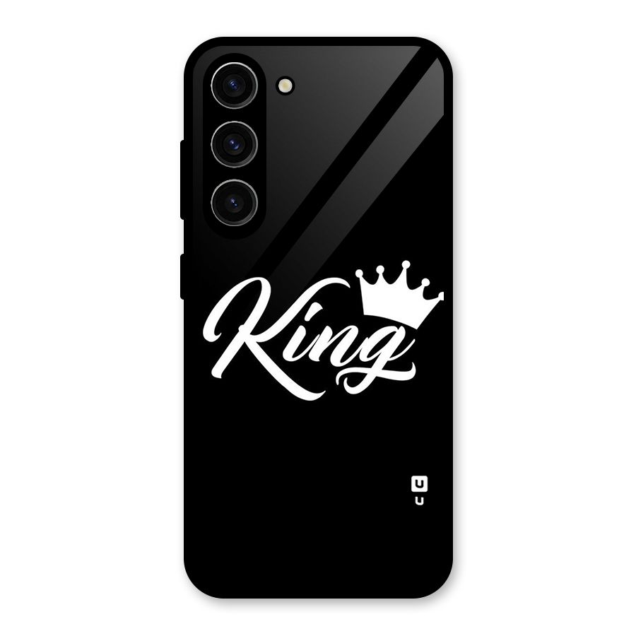 King Crown Typography Glass Back Case for Galaxy S23