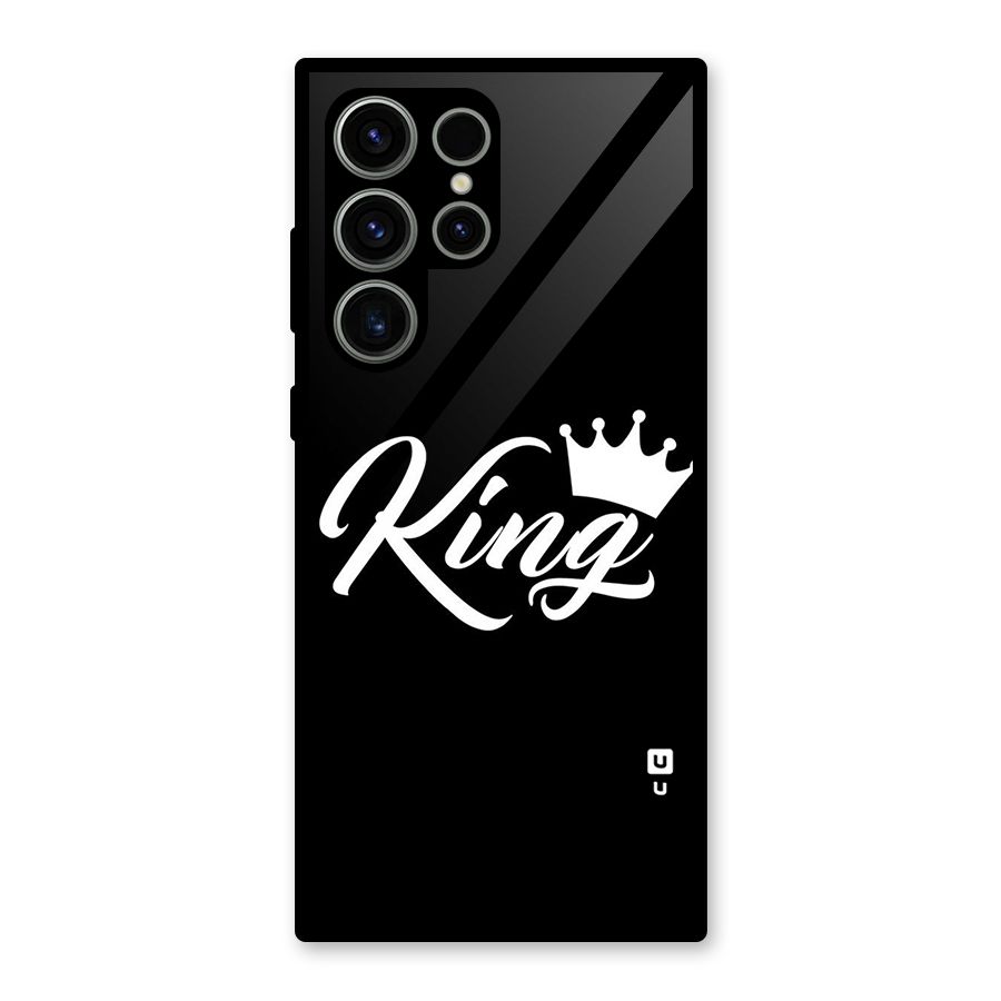 King Crown Typography Glass Back Case for Galaxy S23 Ultra