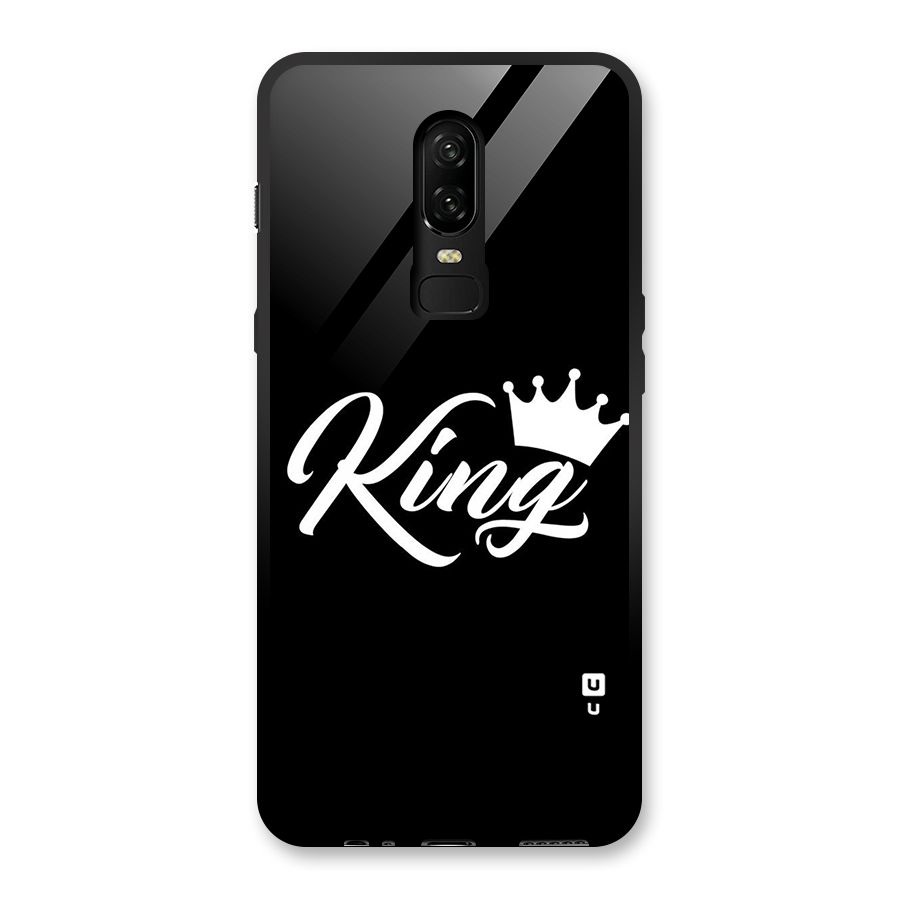 King Crown Typography Glass Back Case for OnePlus 6
