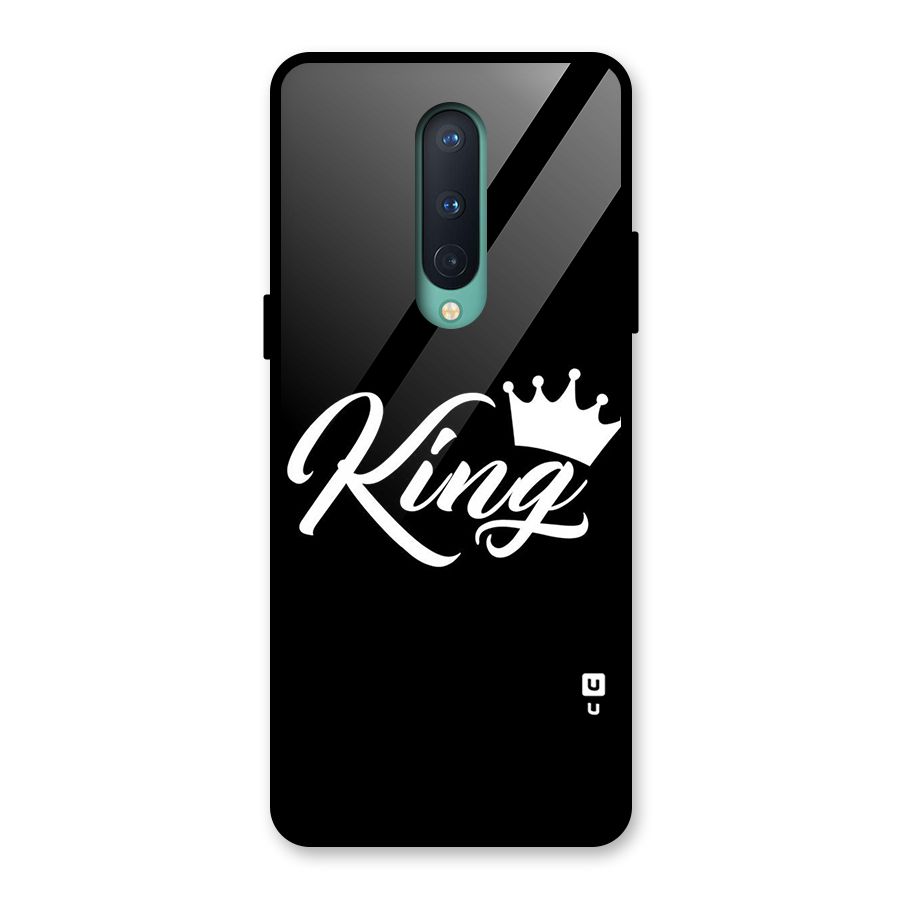 King Crown Typography Glass Back Case for OnePlus 8