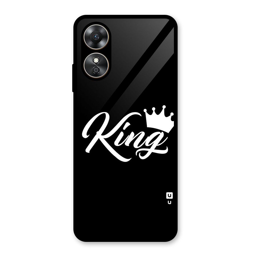 King Crown Typography Glass Back Case for Oppo A17