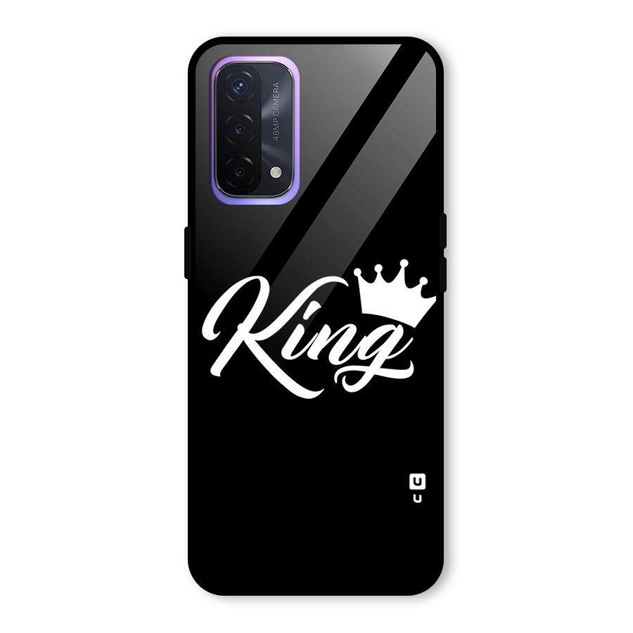 King Crown Typography Glass Back Case for Oppo A74 5G