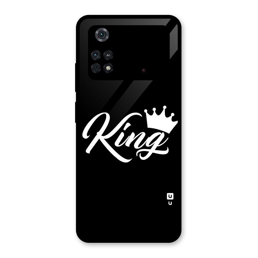 King Crown Typography Glass Back Case for Poco M4 Pro 4G
