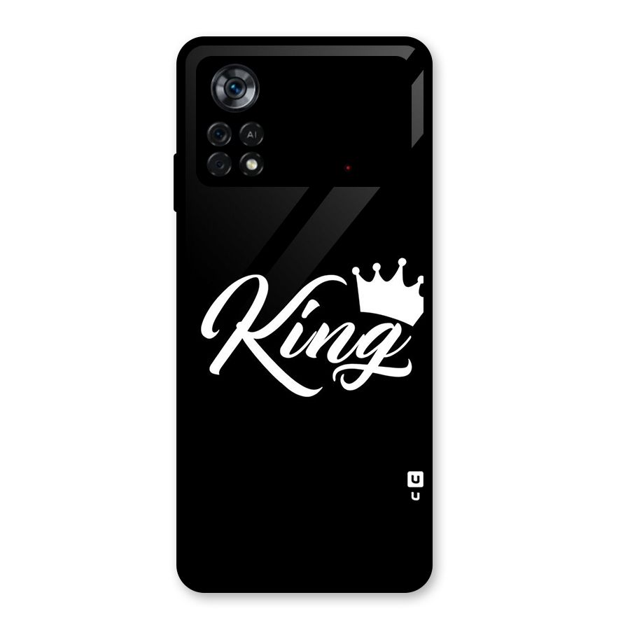 King Crown Typography Glass Back Case for Poco X4 Pro 5G