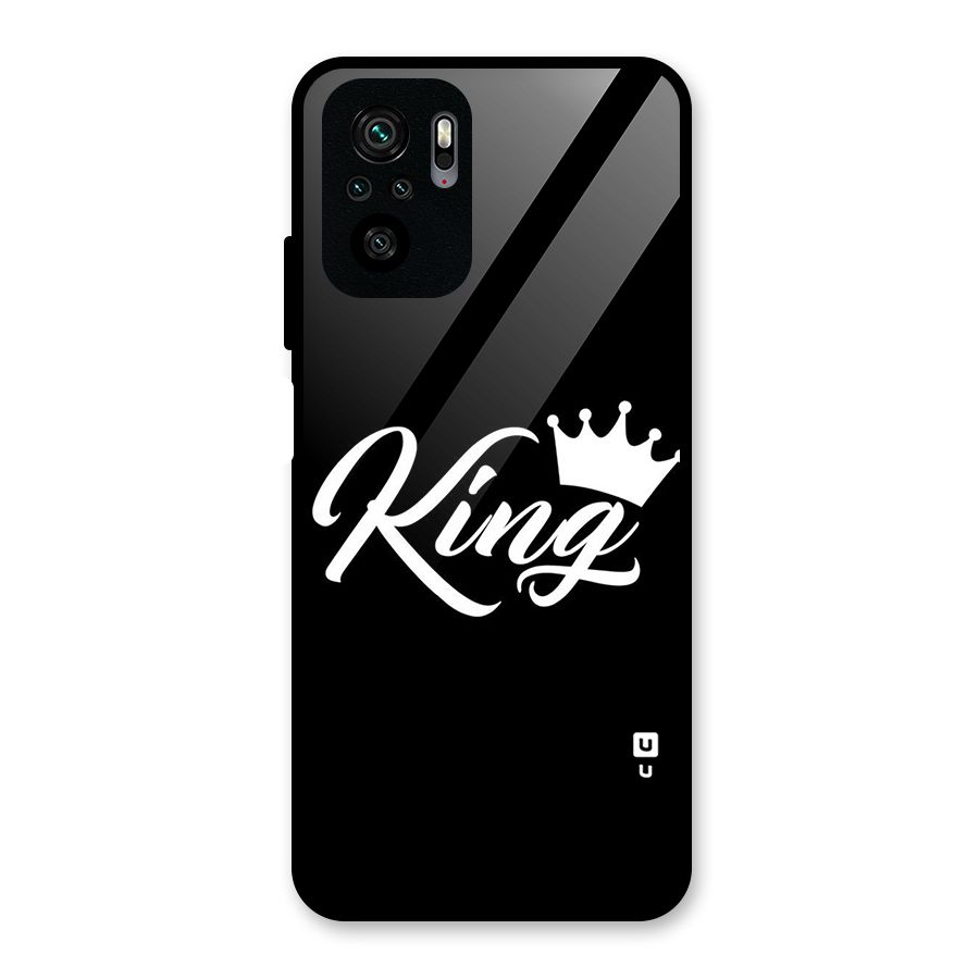 King Crown Typography Glass Back Case for Redmi Note 10S
