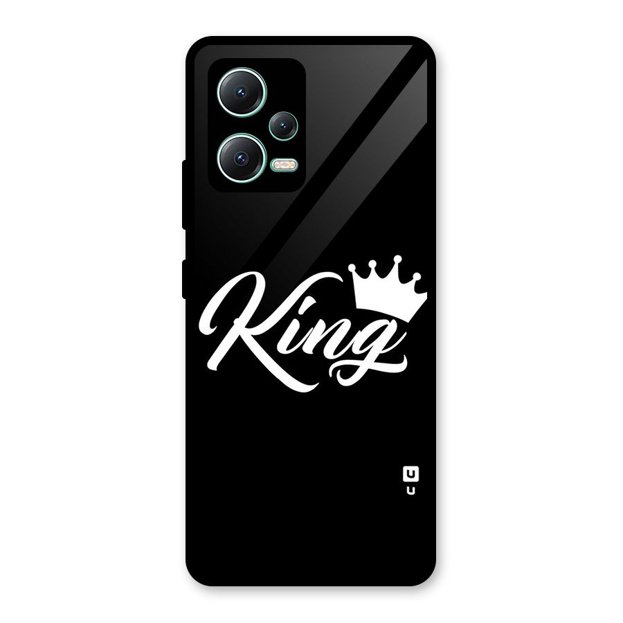 King Crown Typography Glass Back Case for Redmi Note 12 5G