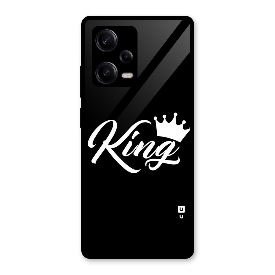 King Crown Typography Glass Back Case for Redmi Note 12 Pro