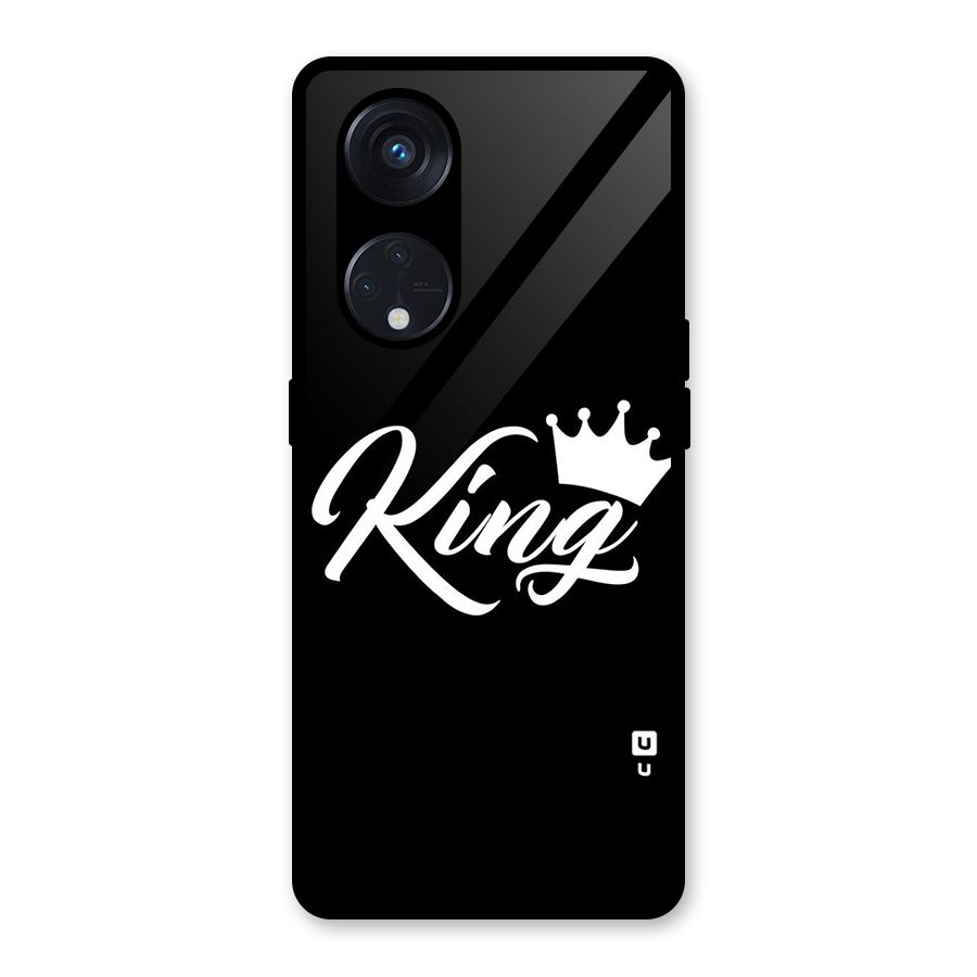 King Crown Typography Glass Back Case for Reno8 T 5G