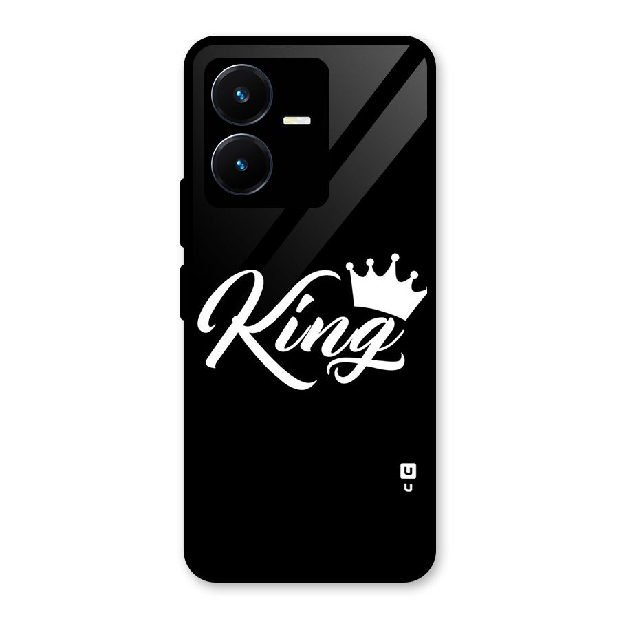 King Crown Typography Glass Back Case for Vivo Y22