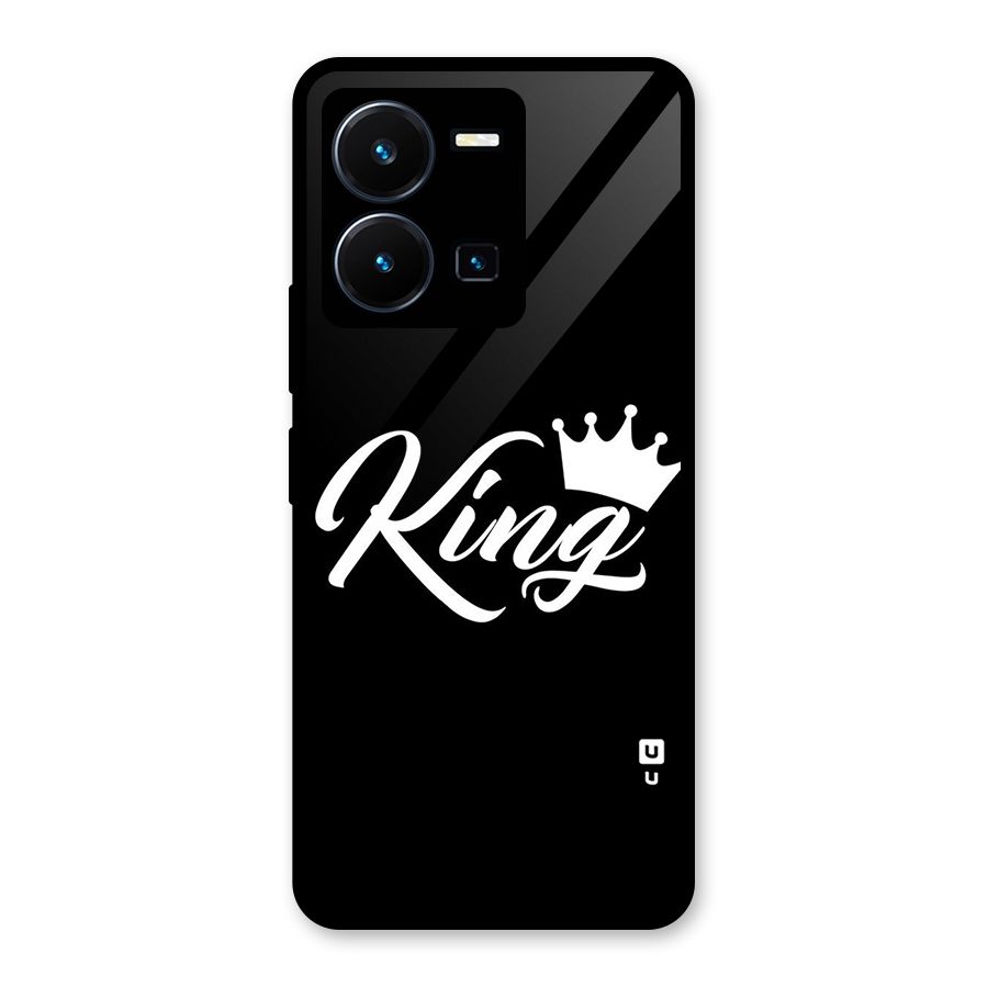 King Crown Typography Glass Back Case for Vivo Y35