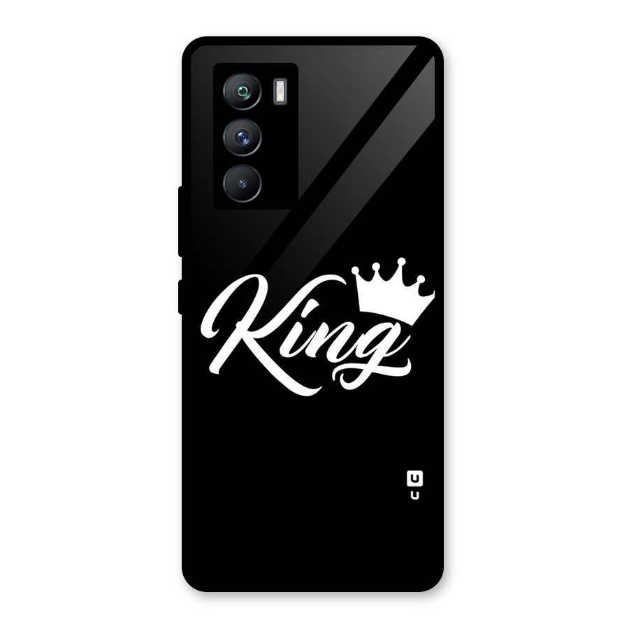 King Crown Typography Glass Back Case for Vivo iQOO 9 SE