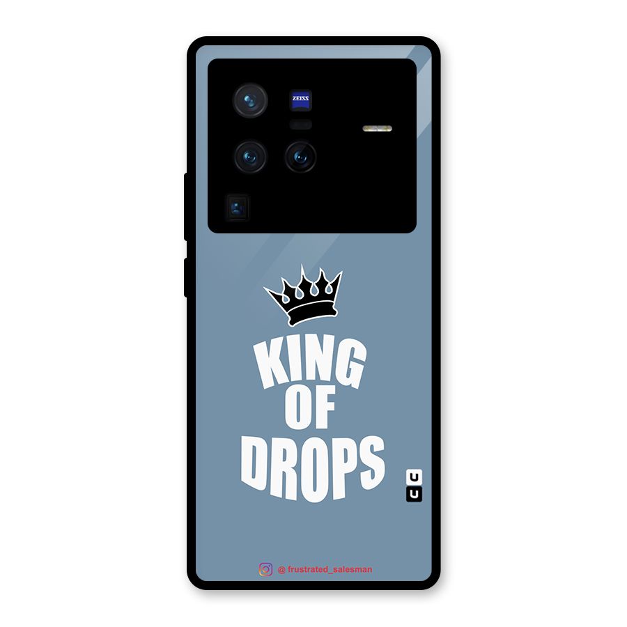 King of Drops Mustard SteelBlue Glass Back Case for Vivo X80 Pro