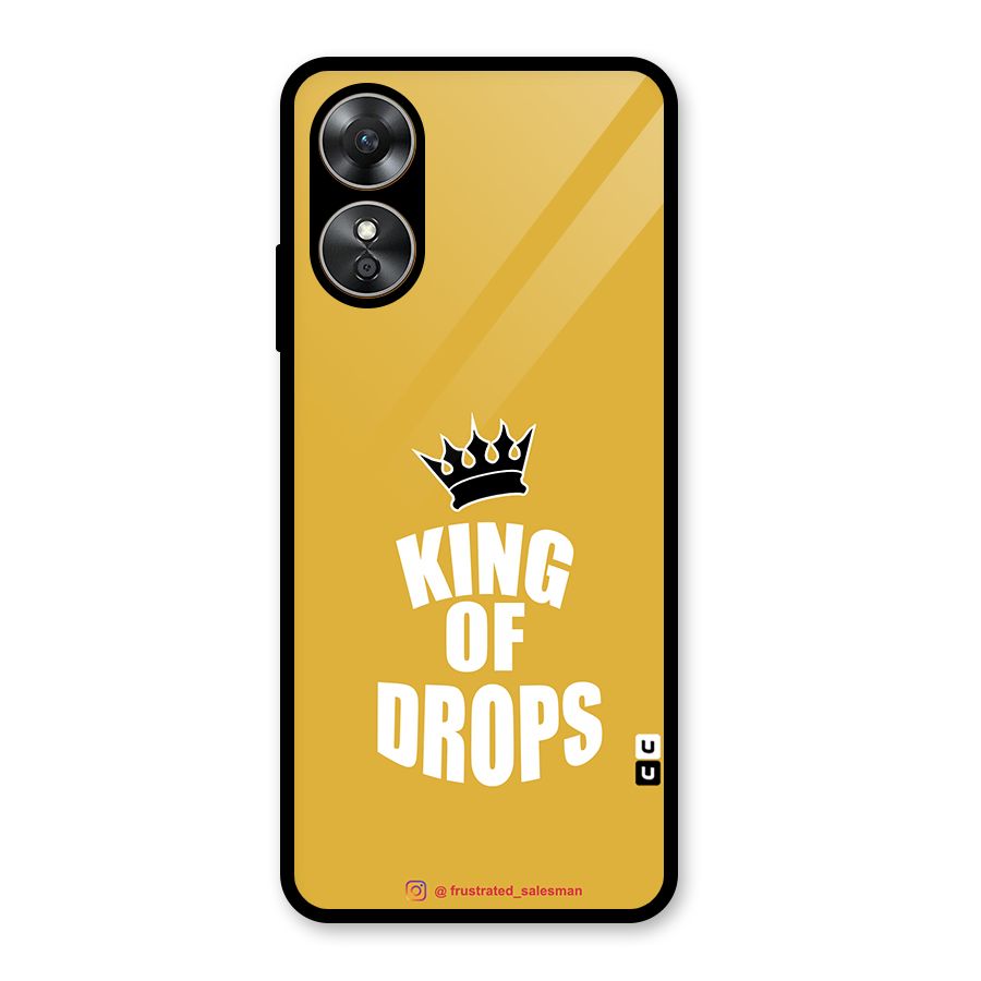 King of Drops Mustard Yellow Glass Back Case for Oppo A17