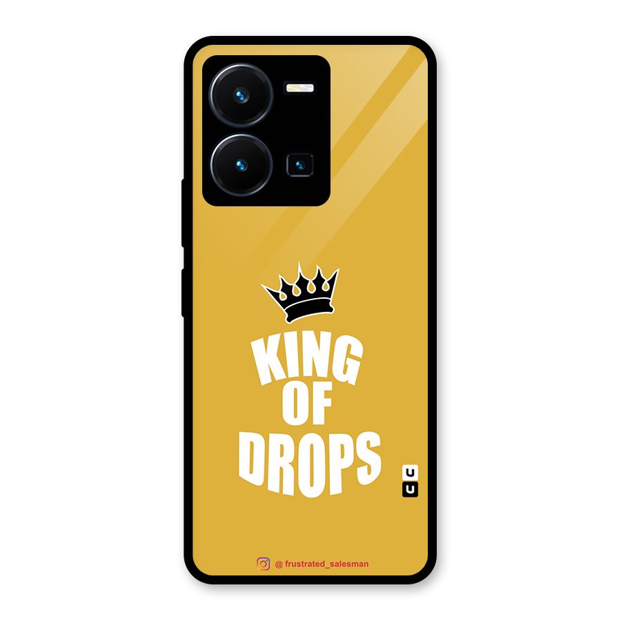 King of Drops Mustard Yellow Glass Back Case for Vivo Y35