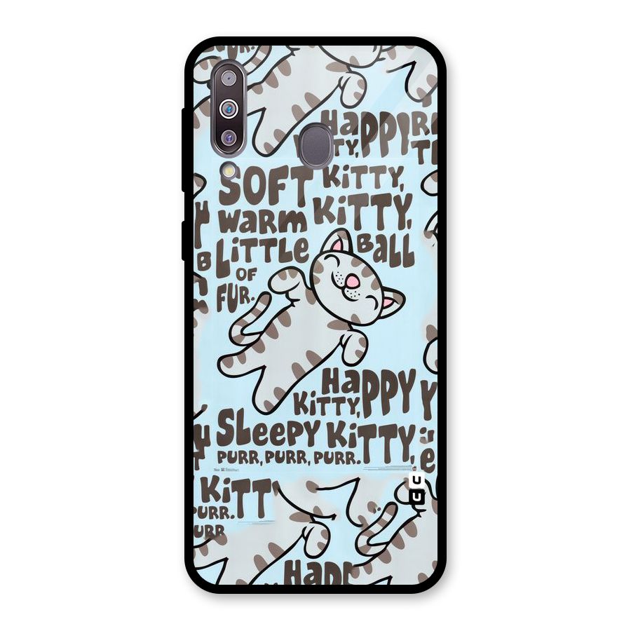 Kitty Pattern Glass Back Case for Galaxy M30