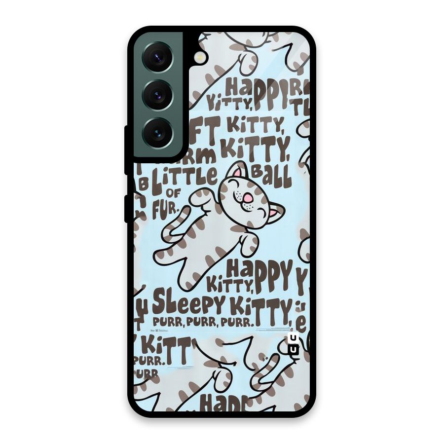 Kitty Pattern Glass Back Case for Galaxy S22 5G