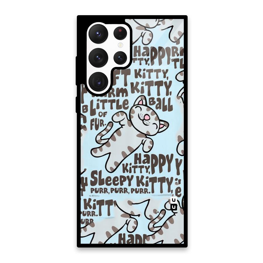 Kitty Pattern Glass Back Case for Galaxy S22 Ultra 5G