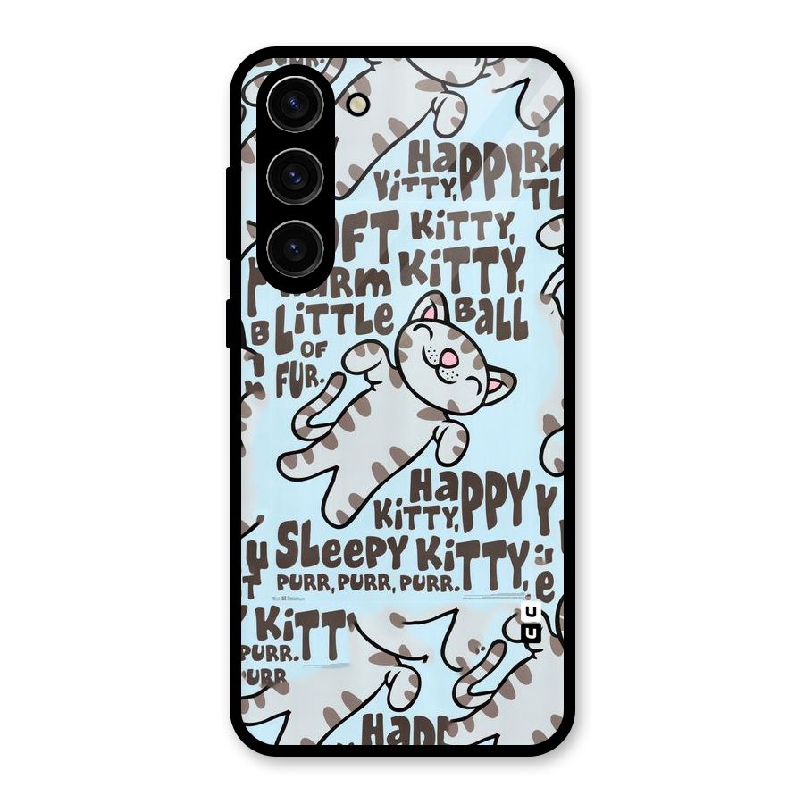 Kitty Pattern Glass Back Case for Galaxy S23 Plus