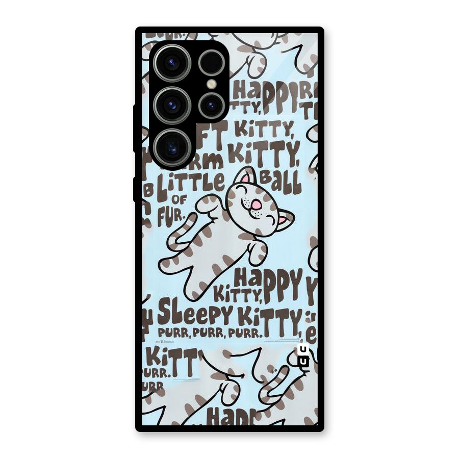 Kitty Pattern Glass Back Case for Galaxy S23 Ultra