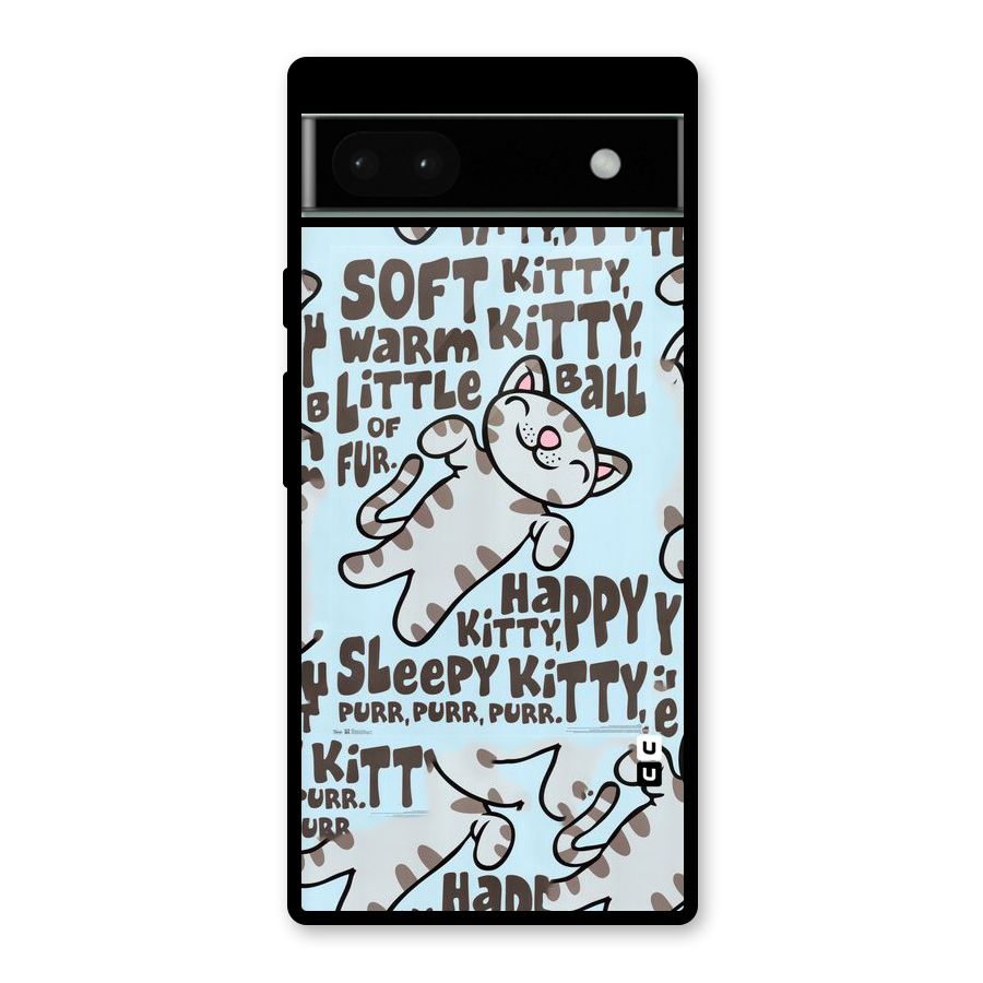 Kitty Pattern Glass Back Case for Google Pixel 6a
