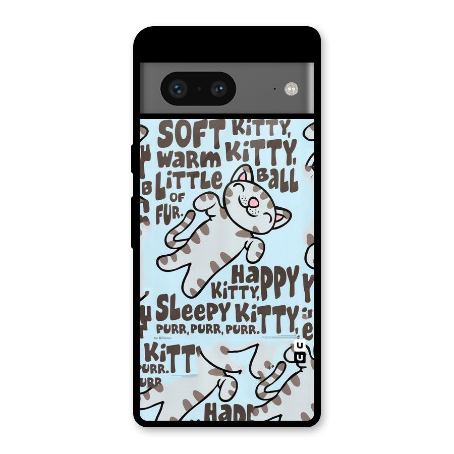 Kitty Pattern Glass Back Case for Google Pixel 7