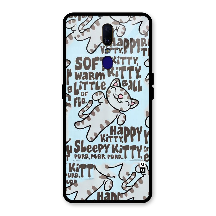 Kitty Pattern Glass Back Case for Oppo F11