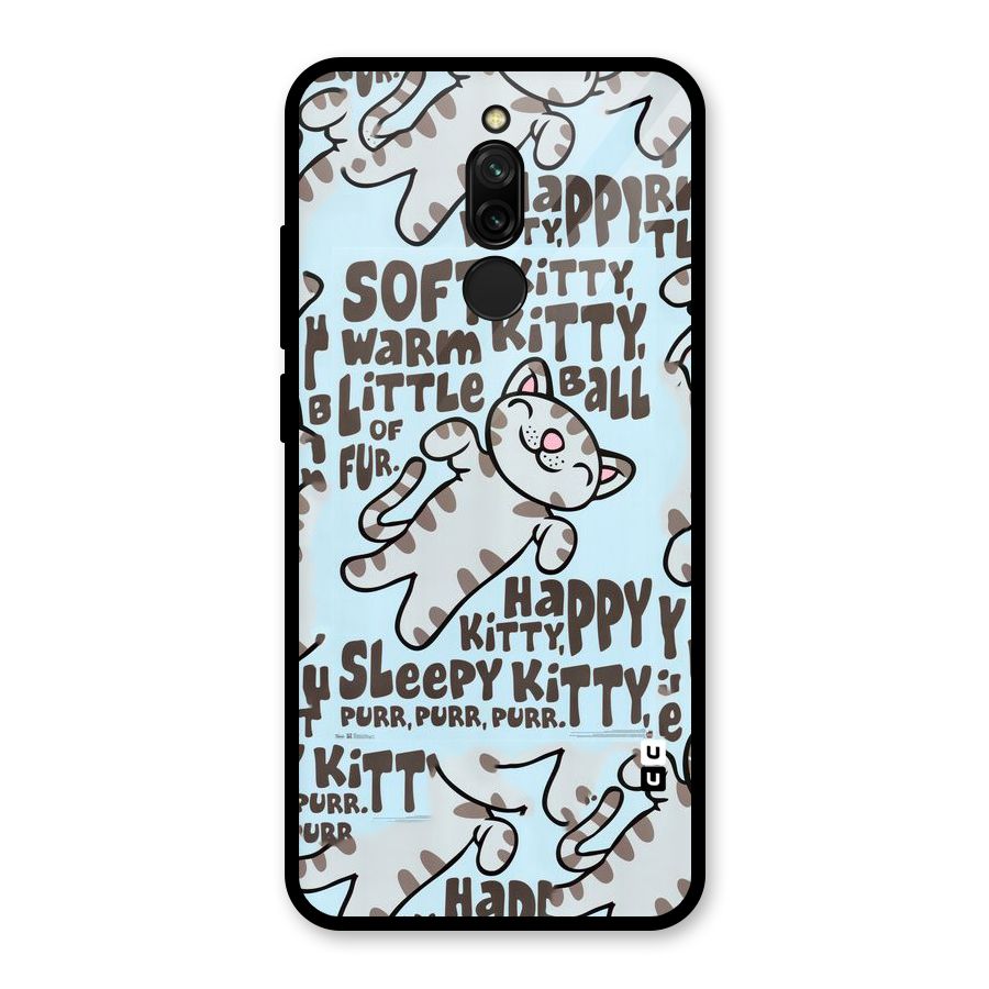 Kitty Pattern Glass Back Case for Redmi 8