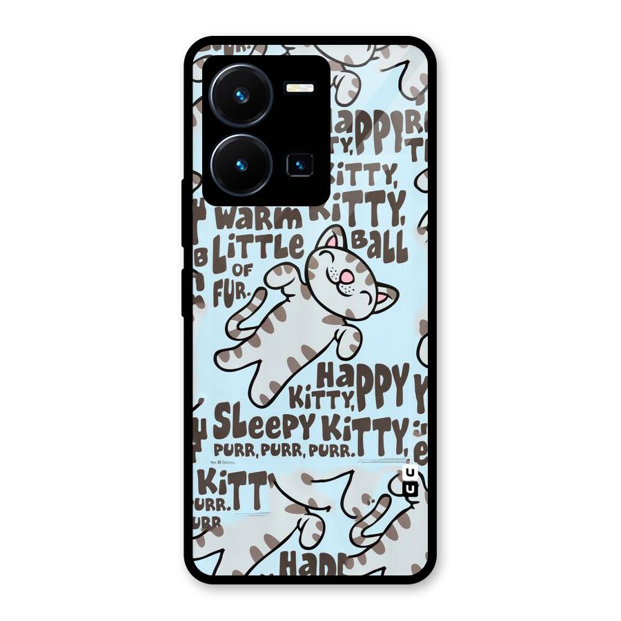 Kitty Pattern Glass Back Case for Vivo Y35