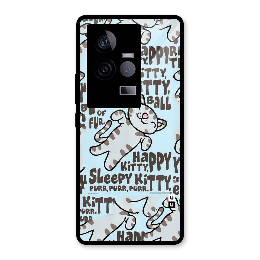 Kitty Pattern Glass Back Case for Vivo iQOO 11 5G