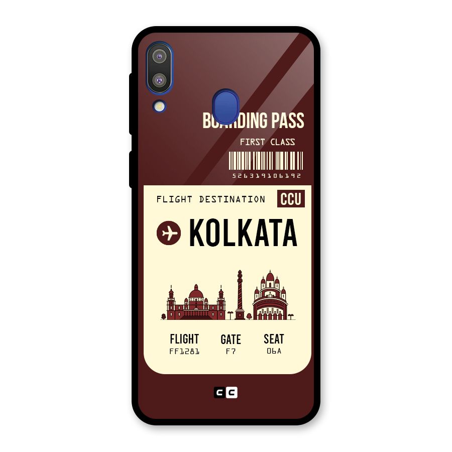 Kolkata Boarding Pass Glass Back Case for Galaxy M20