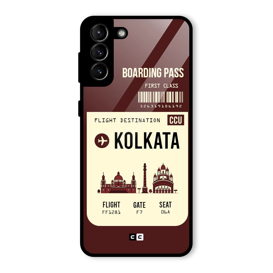 Kolkata Boarding Pass Glass Back Case for Galaxy S21 Plus