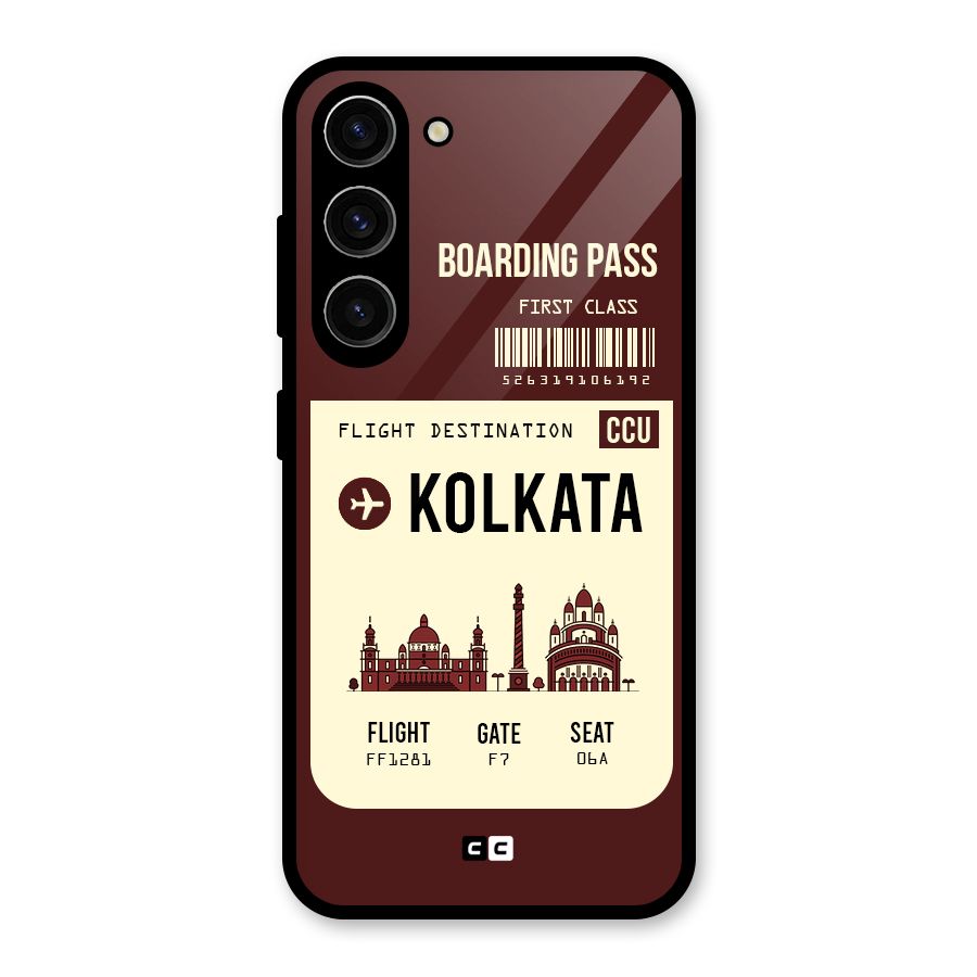 Kolkata Boarding Pass Glass Back Case for Galaxy S23