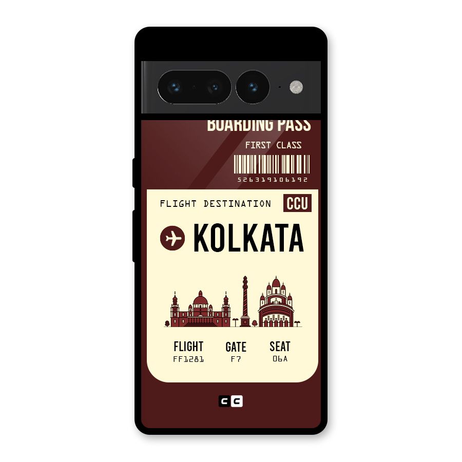 Kolkata Boarding Pass Glass Back Case for Google Pixel 7 Pro