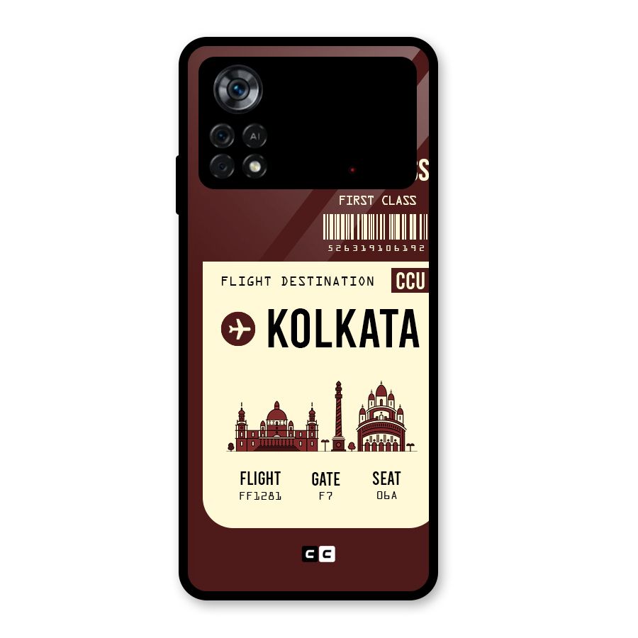 Kolkata Boarding Pass Glass Back Case for Poco X4 Pro 5G