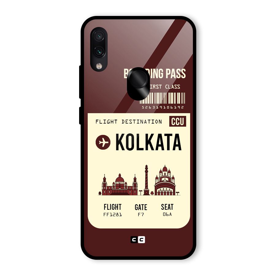 Kolkata Boarding Pass Glass Back Case for Redmi Note 7 Pro
