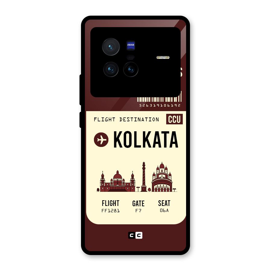 Kolkata Boarding Pass Glass Back Case for Vivo X80