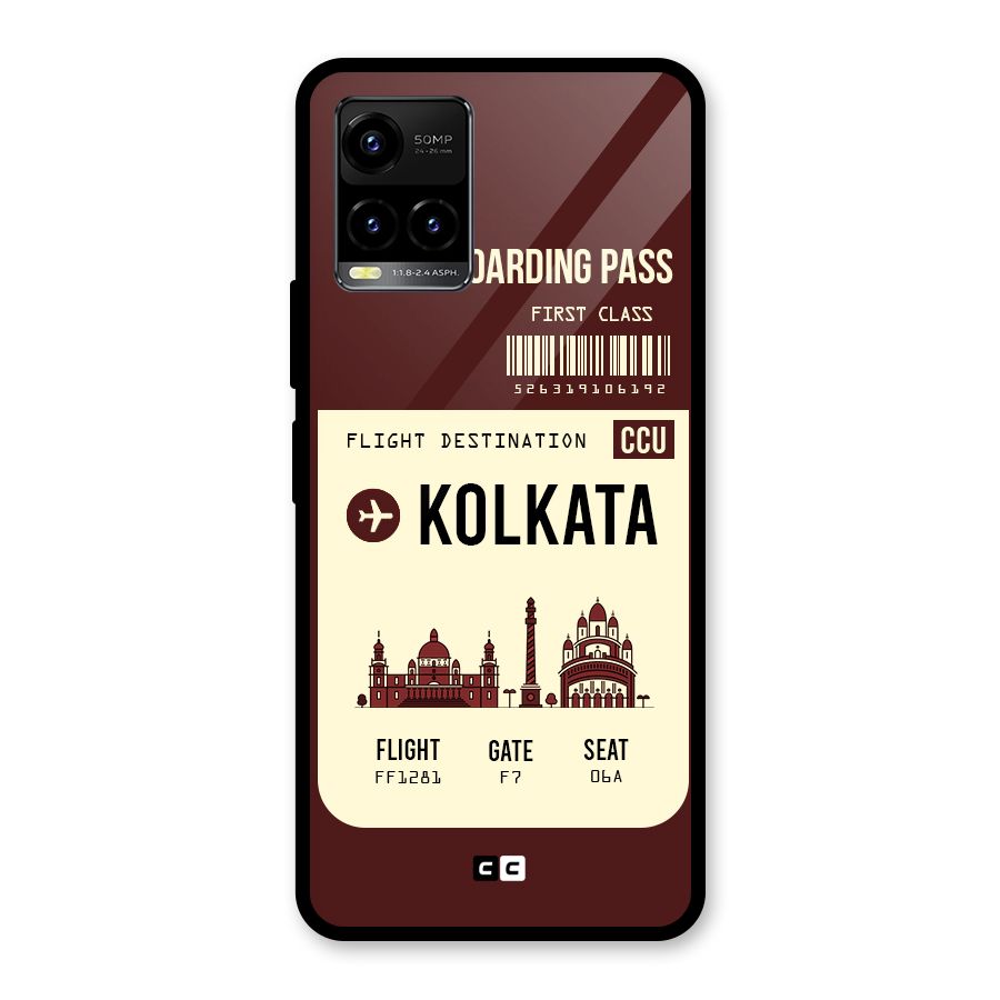 Kolkata Boarding Pass Glass Back Case for Vivo Y21T