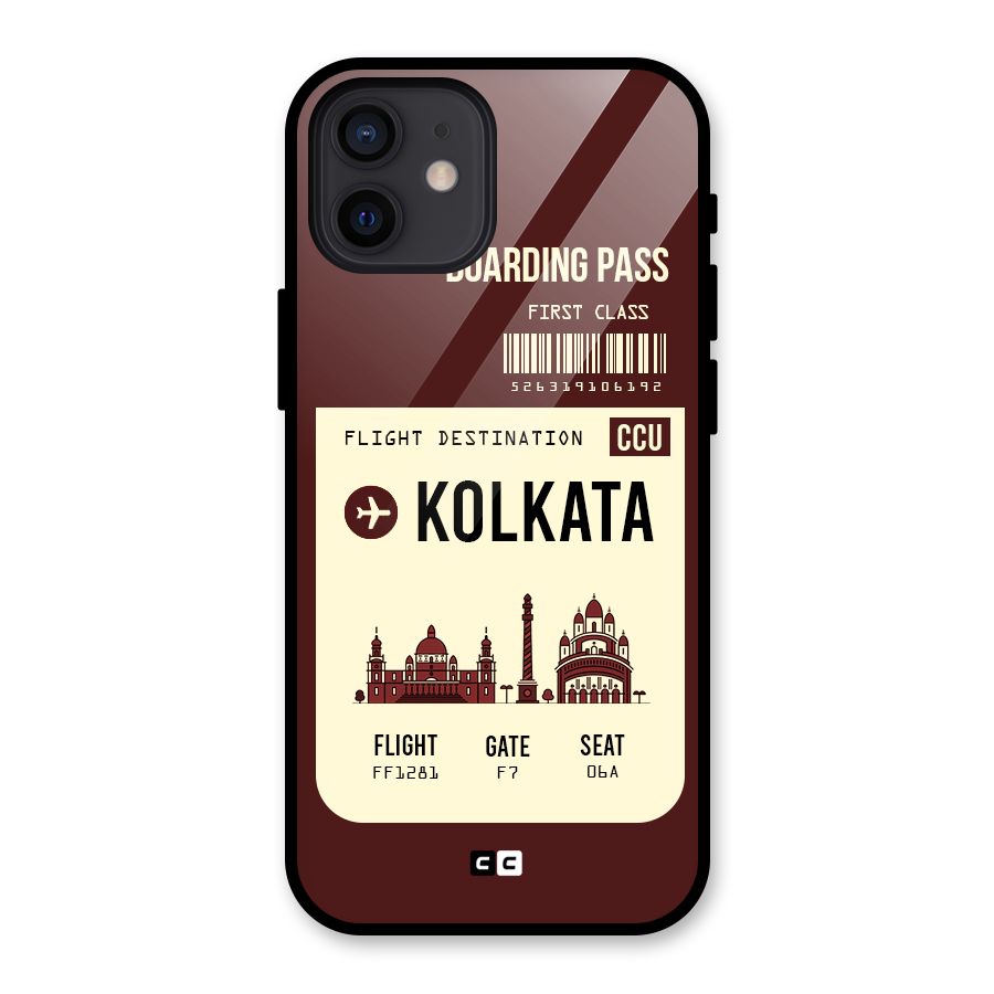 Kolkata Boarding Pass Glass Back Case for iPhone 12