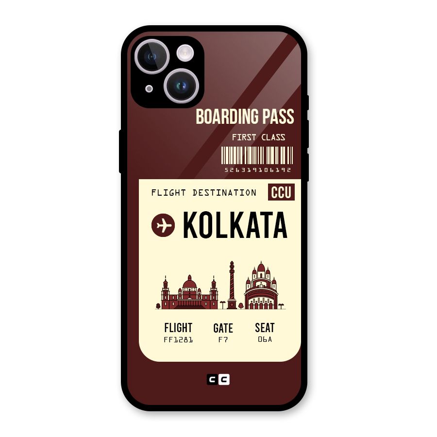 Kolkata Boarding Pass Glass Back Case for iPhone 14 Plus