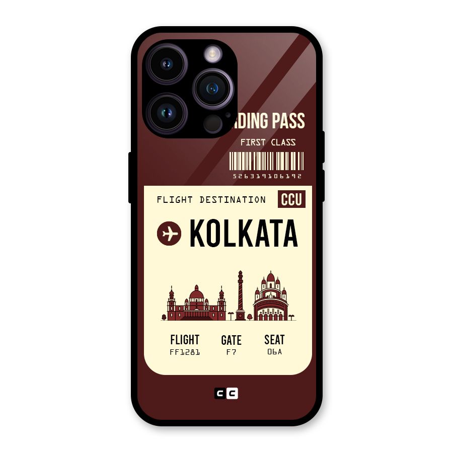 Kolkata Boarding Pass Glass Back Case for iPhone 14 Pro Max