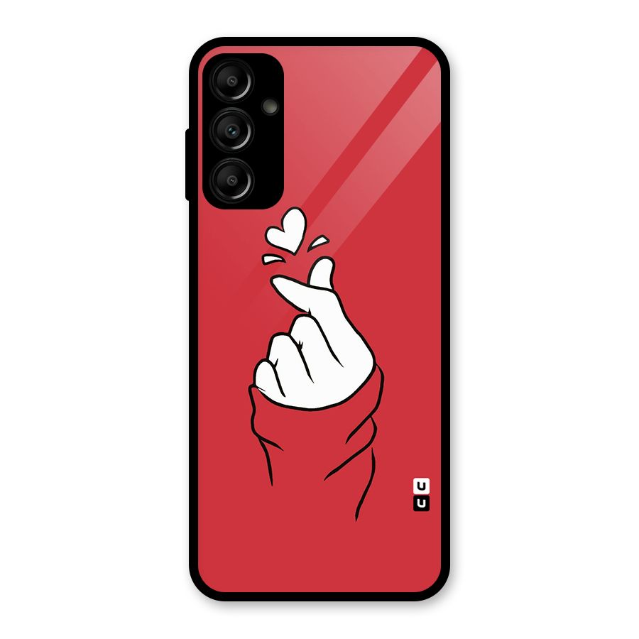 Korean Love Sign Glass Back Case for Galaxy A14 5G