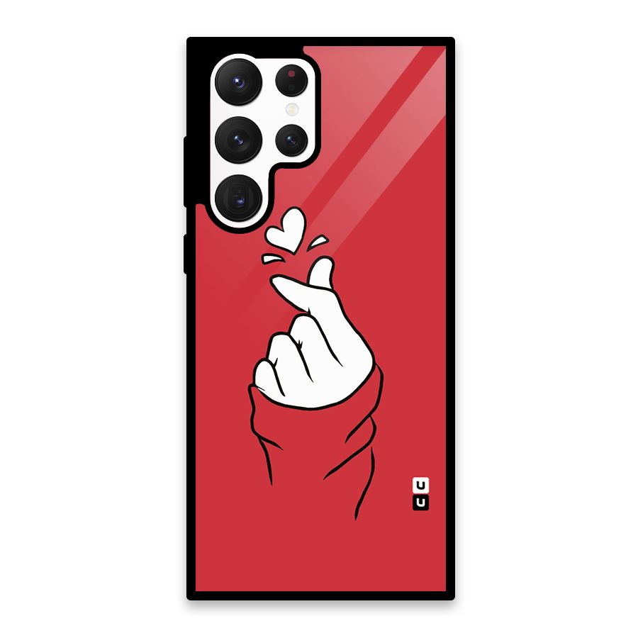 Korean Love Sign Glass Back Case for Galaxy S22 Ultra 5G