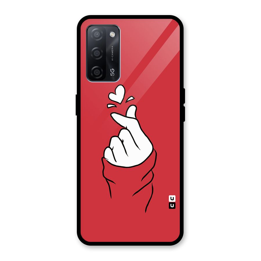 Korean Love Sign Glass Back Case for Oppo A53s 5G